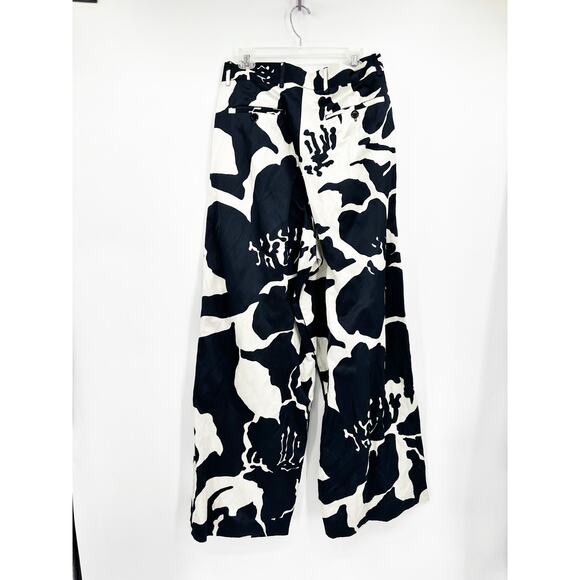 Dries Van Noten Men’s White Black Parton Floral-Print Viscose Pants Size EU 40 - Picture 4 of 6
